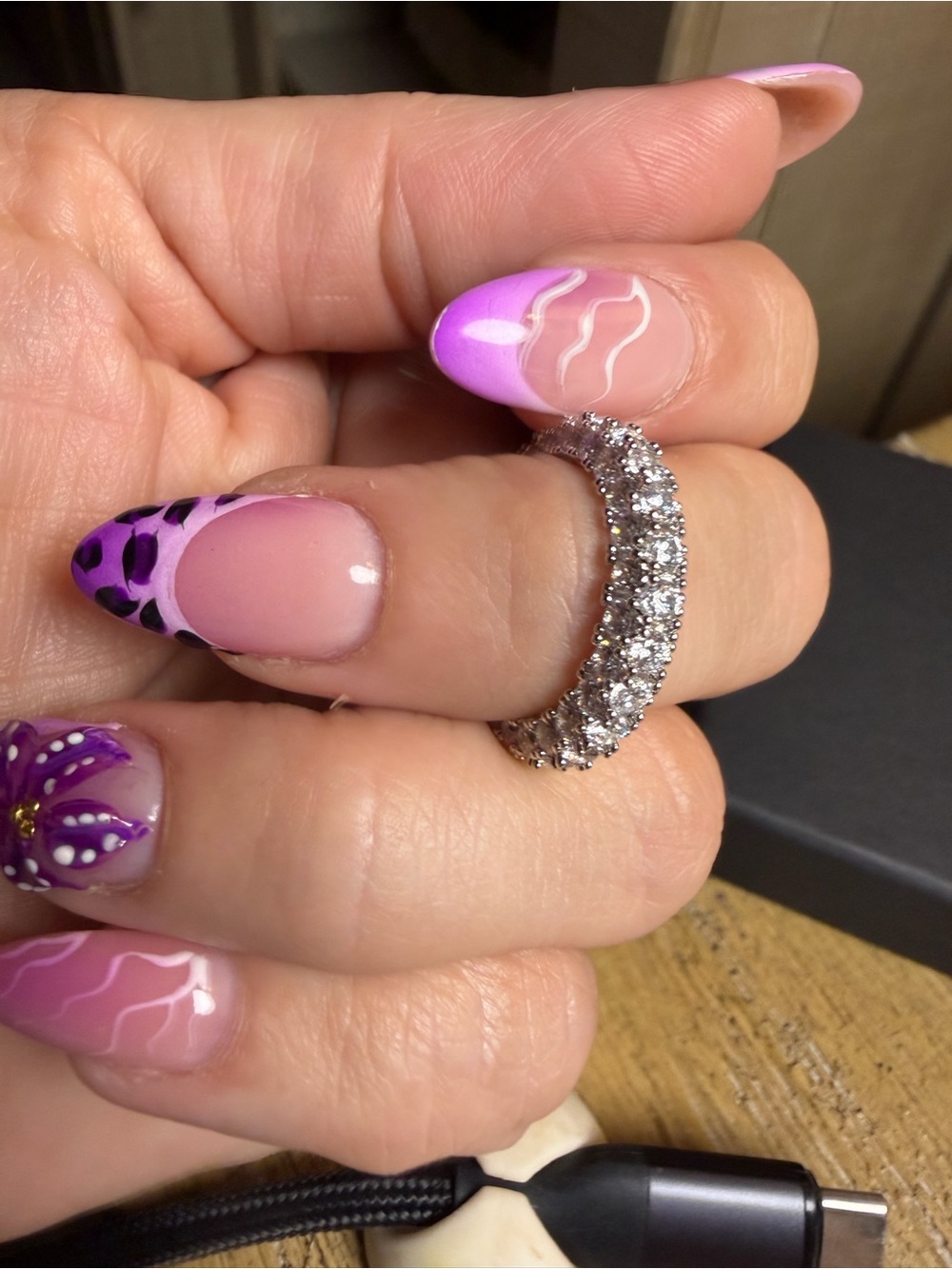 Eternity Band Ring Size 5 | White Gold filled Pave AAA CZ - Picture 7 of 10